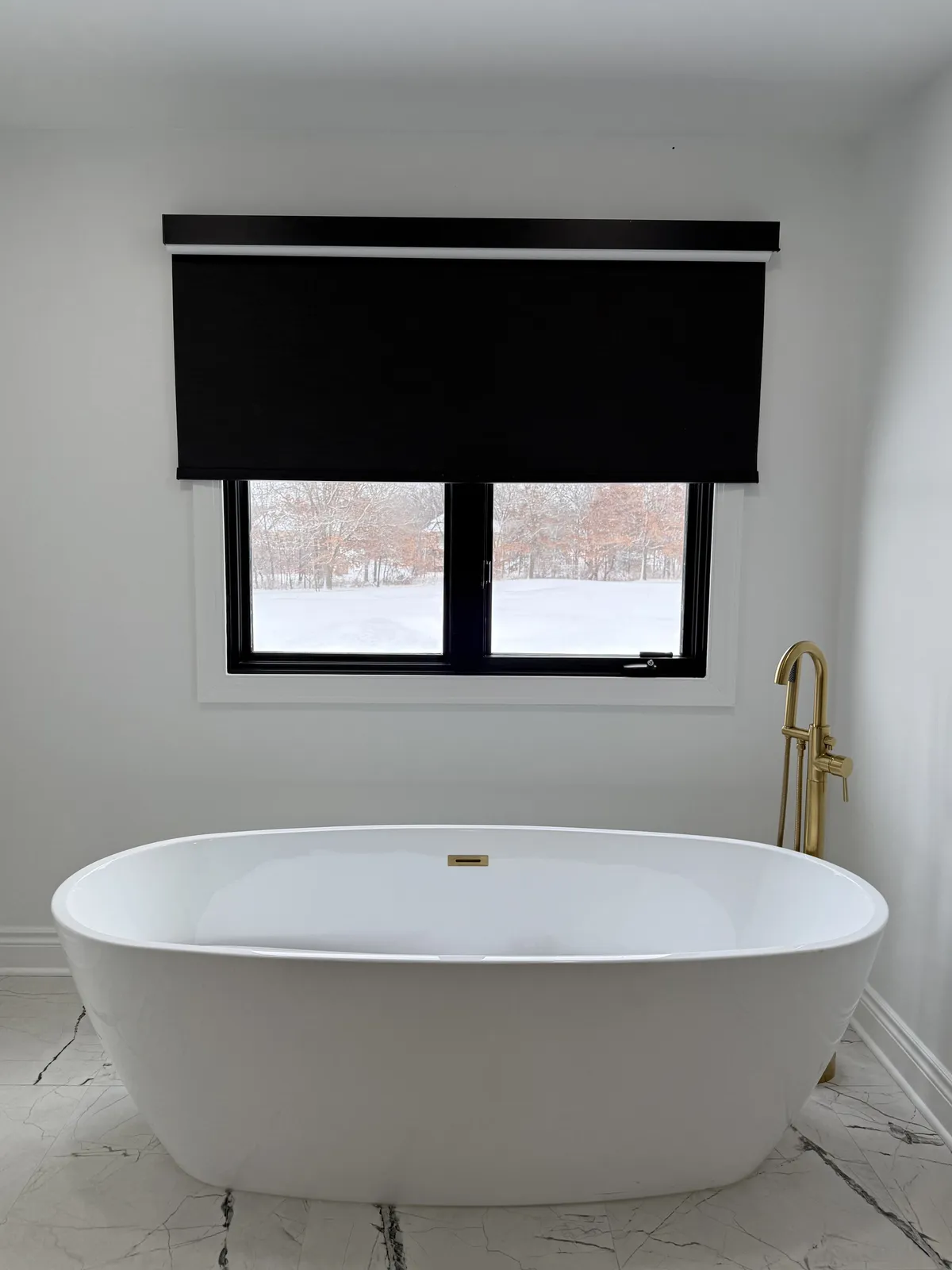 Roller Shades installed, Bathroom