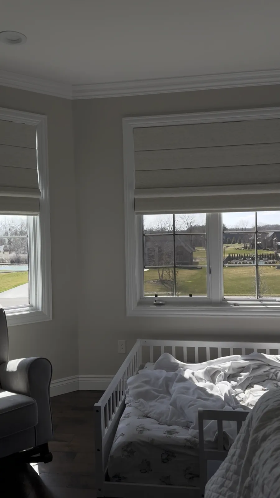 Roman Shades installed, Bedroom