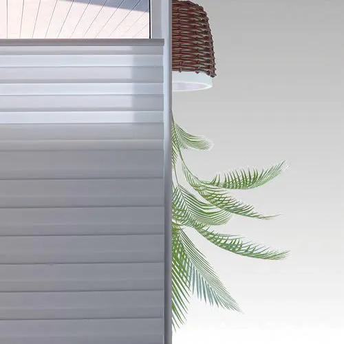 Zebra shade with bands offset, closed for privacy