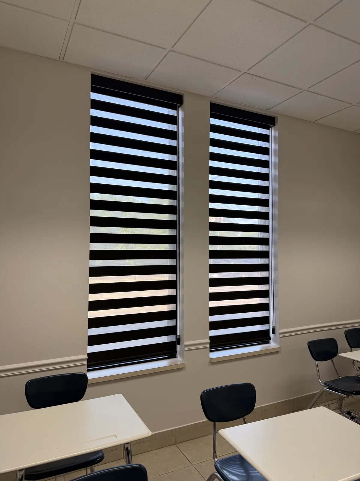 Zebra Shades installed, Classroom