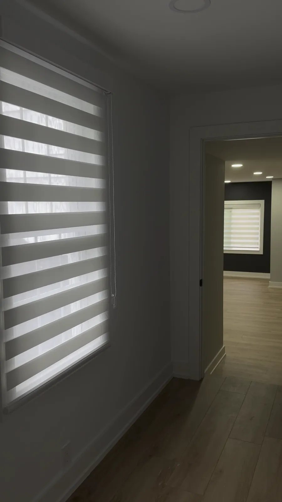 Zebra Shades installed, Hallway